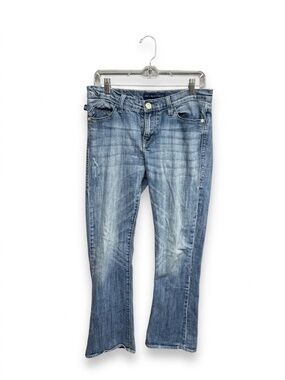 Y2K Vibe Rock & Republic Size 10 Embellished Crystal "R" Pocket Bootcut Jeans